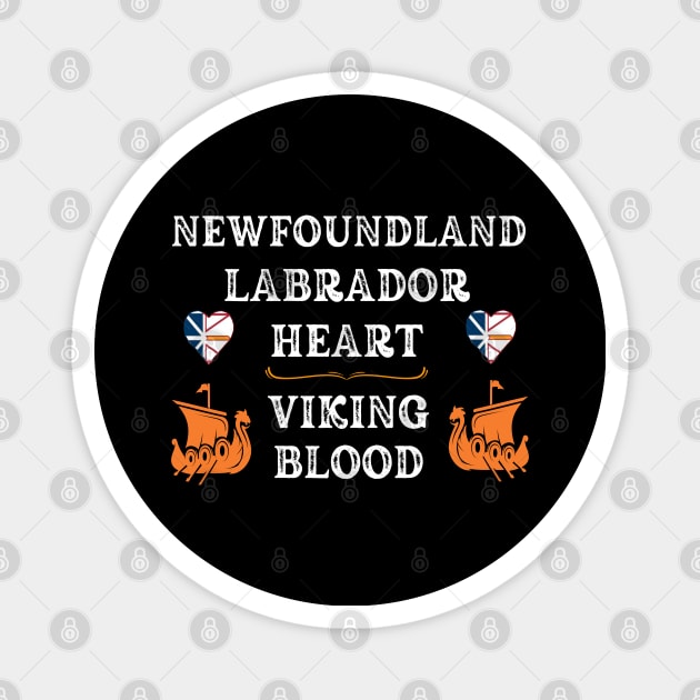 Newfoundland Labrador Heart, Viking Blood. White text. Gift ideas for historical enthusiasts. Magnet by Papilio Art